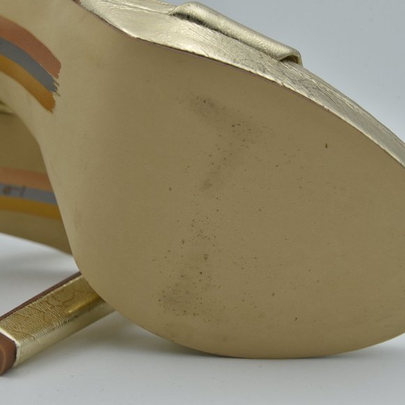 Sam Edelman Jade Ankle Strap Sandals with 4.3" heels, Gold Leather, Women's Sz 9 - Picture 11 of 13